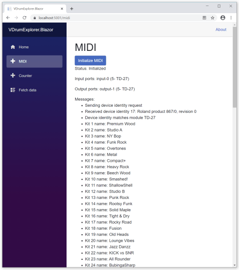 Listing TD-27 kits in Blazor